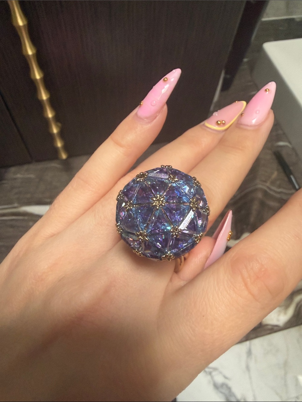 Swarovski Curiosa cocktail ring
Triangle cut, Blue, Gold-tone plated NEW - Picture 14 of 17